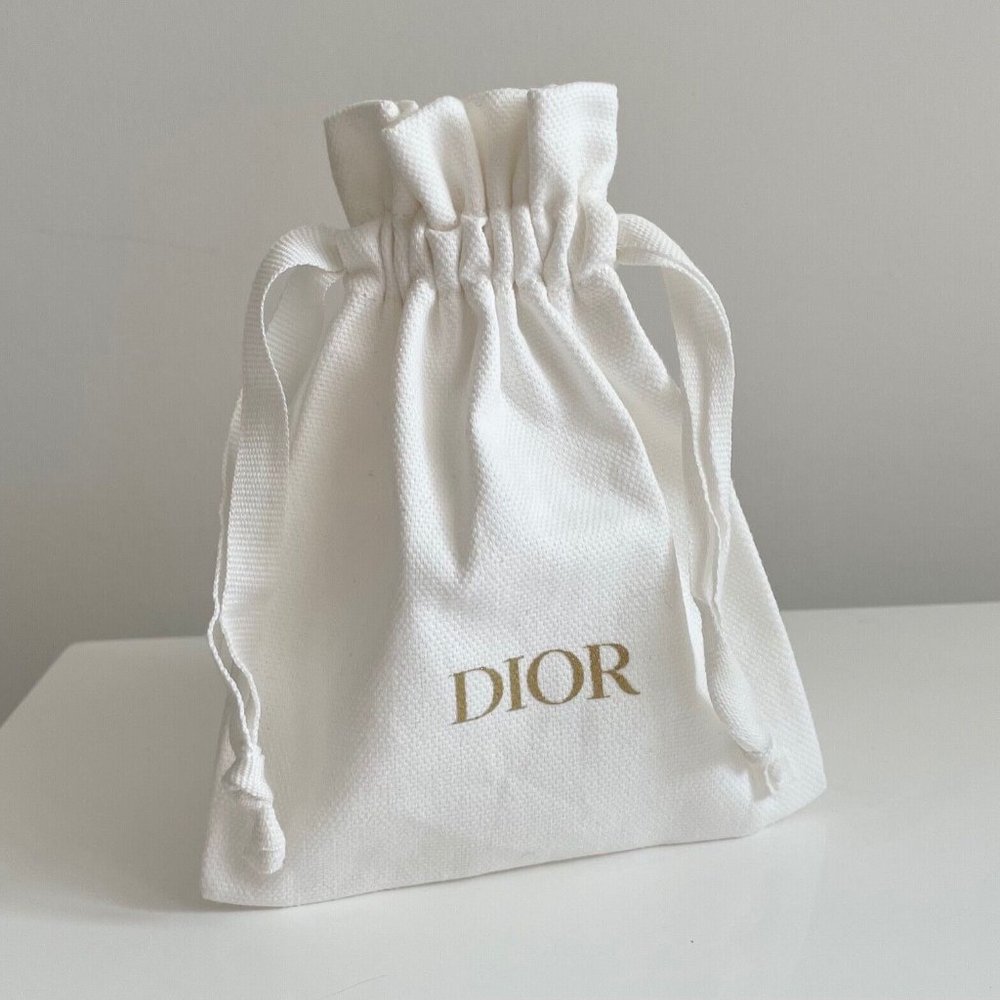 Christian Dior Beaute White Drawstring Pouch Makeup Cosmetics Jewelry Travel